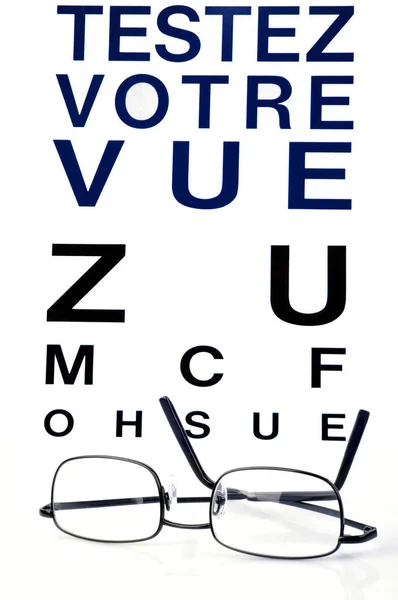 Test Zicht Geschreven Boven Een Vision Test Bril — Stockfoto