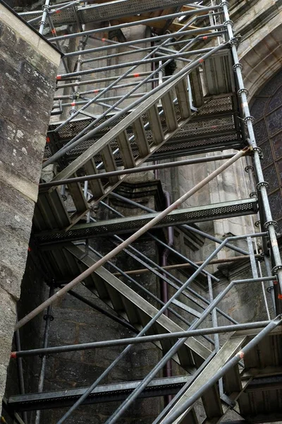 Stahltreppe Von Gerüsten Aus Nächster Nähe — Stockfoto