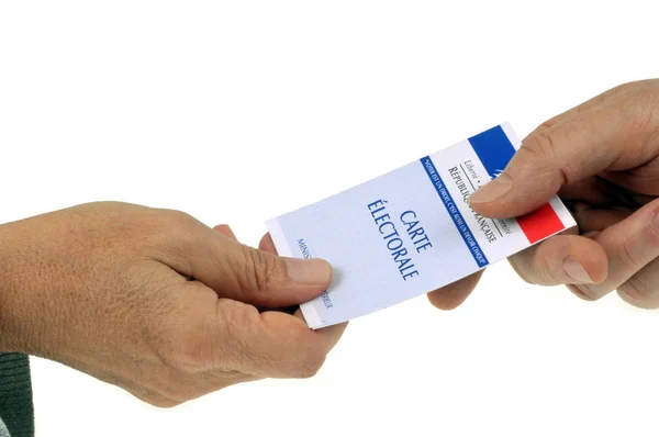 Present Your French Voter Card Close White Background — ストック写真