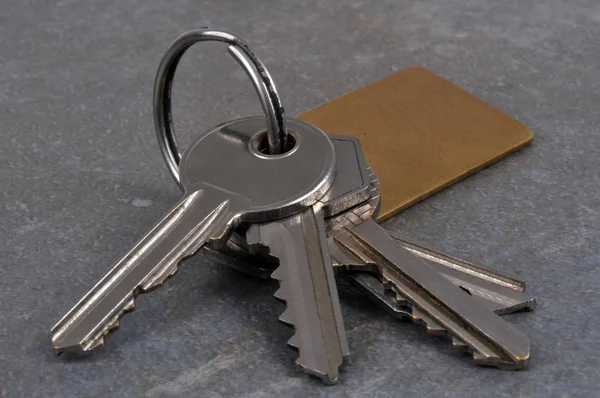 Bunch Keys Close Gray Background — Stock Photo, Image