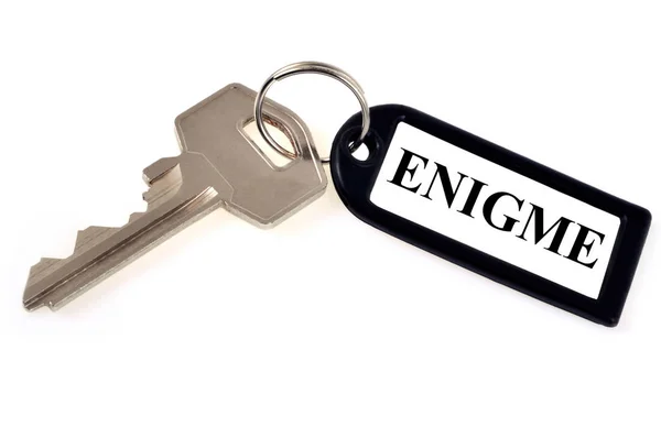 Enigma Key Close Een Witte Achtergrond — Stockfoto