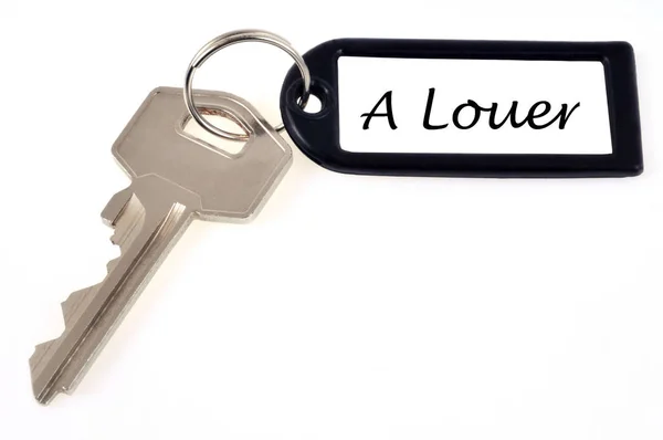 Rent Written Keychain Close White Background — Stock Photo, Image