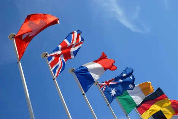 Various Flags European Countries Close — 图库照片