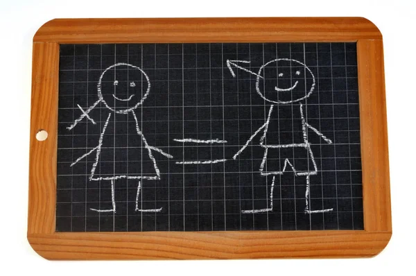Gleichstellungskonzept Mit Kindern Auf Schultafel Gezeichnet — Stockfoto