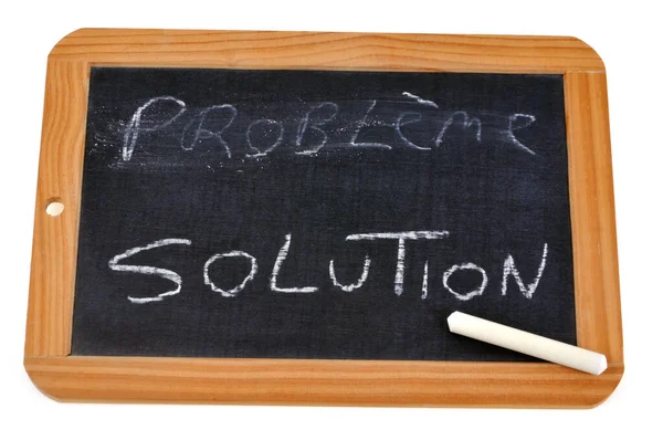 Szó Probléma Törlődött Szó Megoldás Írva Egy Iskolai Táblán Krétával — Stock Fotó