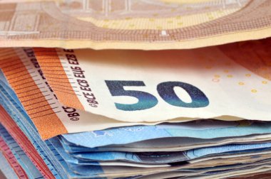 50 Euro 'luk banknot. Yakın plan.