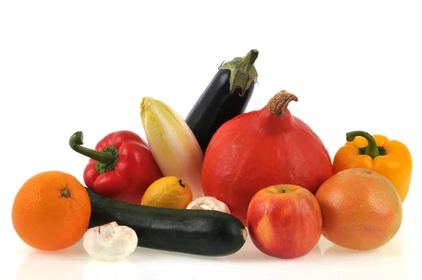 Fruits Vegetables Close White Background — Stock Photo, Image