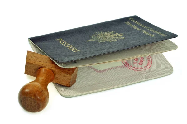 Європейський Паспорт Чорнилом Білому Тлі — стокове фото