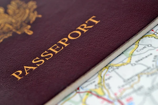 Pasaporte Una Hoja Ruta Primer Plano — Foto de Stock