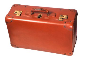 Beyaz arkaplanda yakın plan eski bavul