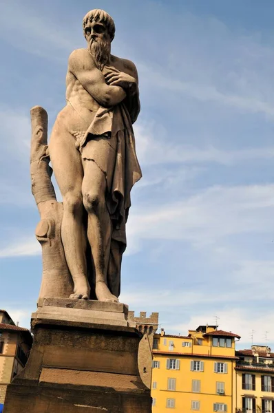 Statue Der Santa Trinita Brücke Florenz — Stockfoto
