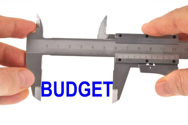 Concept Budget Avec Gros Plan Vernier Sur Fond Blanc — Photo