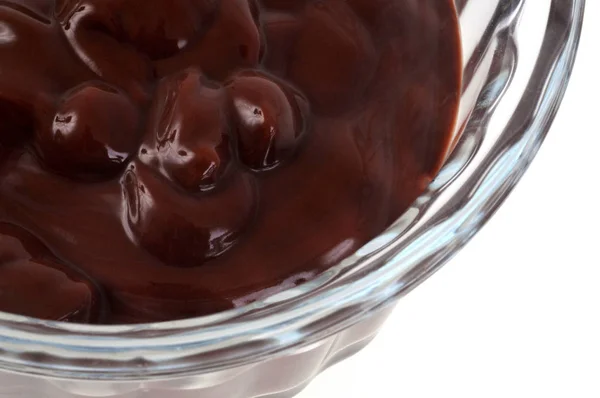 Chocolate Cream Ramekin Close White Background — Stock Photo, Image