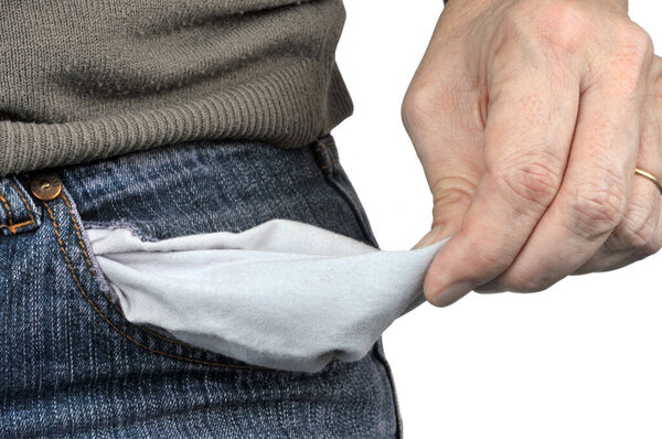 Empty jeans pocket close up 