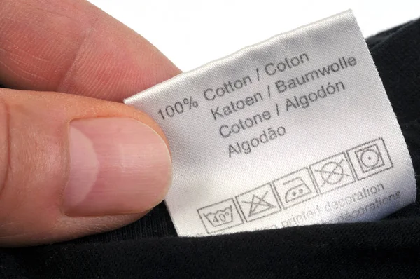 Garment label showing close-up care methods