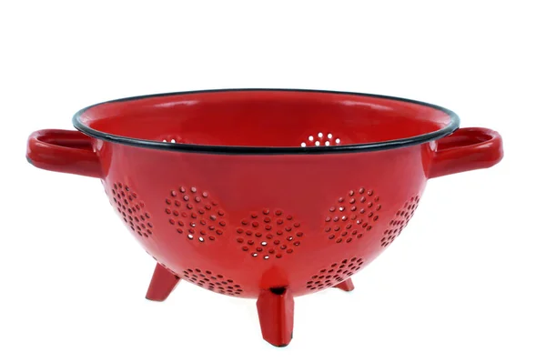 Red Colander Close White Background — Stock Photo, Image