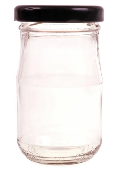 Vaso Vetro Vuoto Vicino Sfondo Bianco — Foto Stock