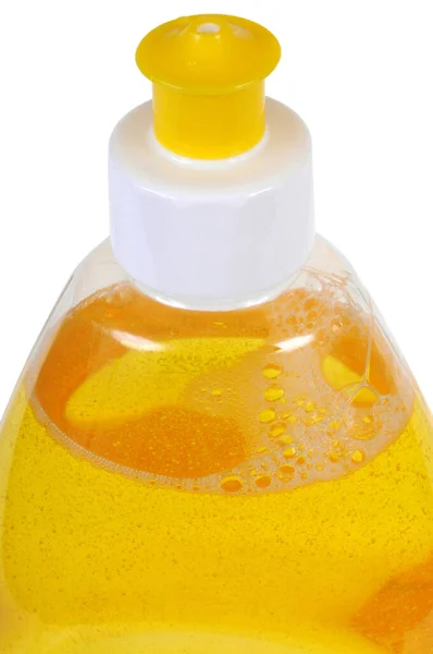 Plastic Dishwashing Liquid Bottle Close White Background — Stock Photo, Image