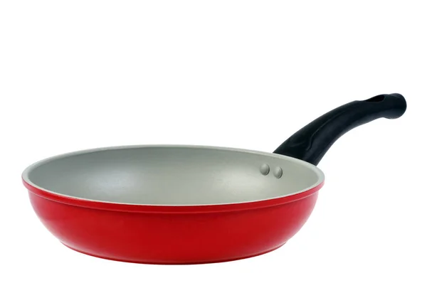 Red Frying Pan Close White Background — Stock Photo, Image