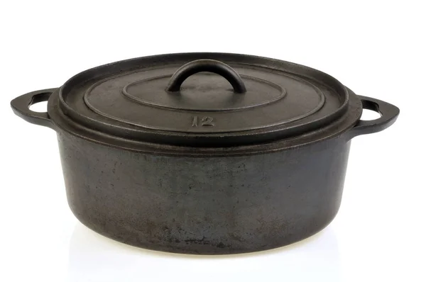 Cast Iron Pot Close White Background — Stock Photo, Image