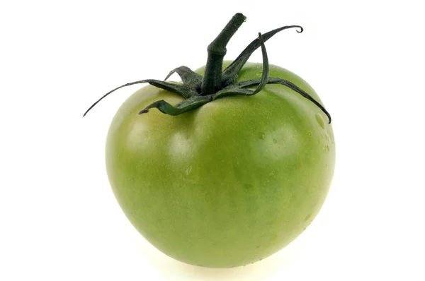 Fresh Green Tomato Close White Background — Stock Photo, Image
