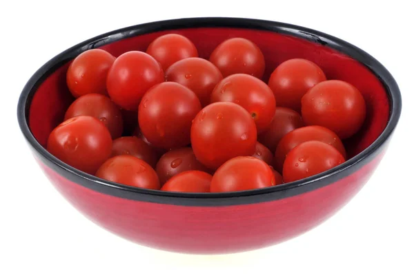 Close Cherry Tomato Salad Bowl White Background — Stock Photo, Image