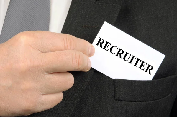 Closeup Recruiter Business Card Jacket Pocket — Stock Photo, Image