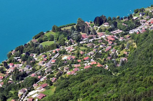 Vista Aérea Veyrier Lago Nos Alpes Franceses — Fotografia de Stock