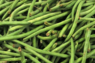 Taze organik yeşil fasulyeler.