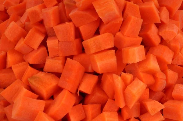 Zanahorias Crudas Cortadas Trozos Cerca — Foto de Stock