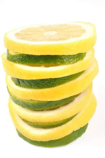 Лайм Желтый Лимон Крупным Планом Белом Фоне — стоковое фото