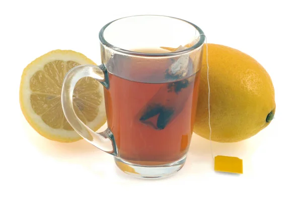 Cup Citron Närbild Vit Bakgrund — Stockfoto