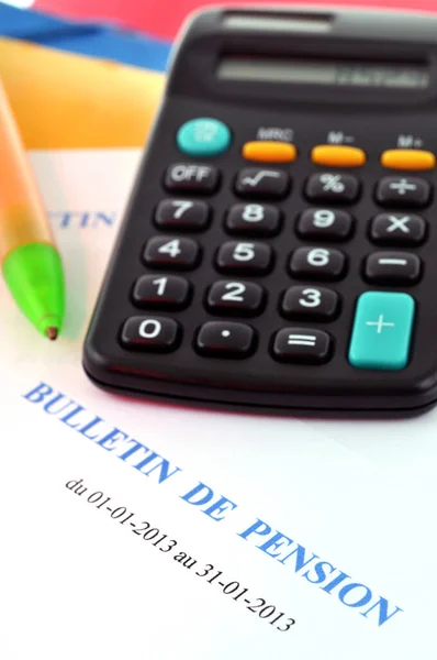 Calculator Pension Plan Close — Stock Photo, Image