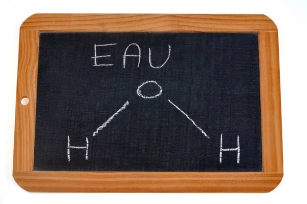 Szkolny Łupek Którym Napisano Chemiczną Formułę Wody — Zdjęcie stockowe