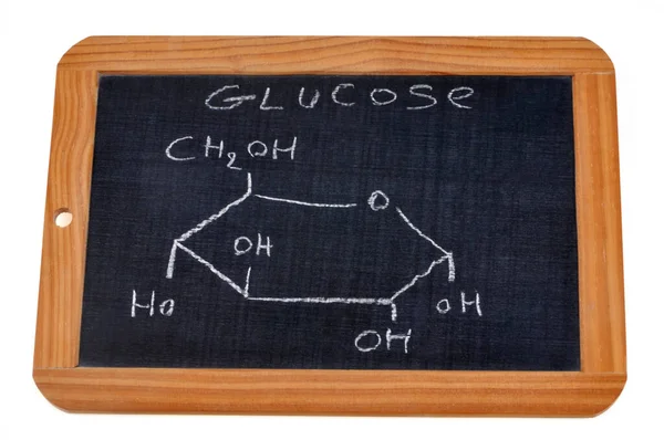 School slate on which is written the chemical formula of fructose