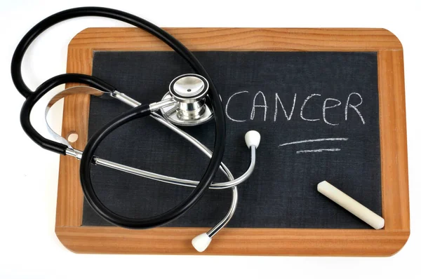 School Slate Stethoscope Which Written Cancer — Stock Photo, Image