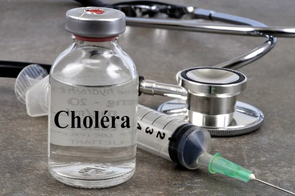 Conceito Vacina Contra Cólera Com Frasco Para Injetáveis Uma Seringa — Fotografia de Stock