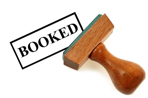 Rubber Stamp Indicating Booked Close White Background — Stock Photo, Image