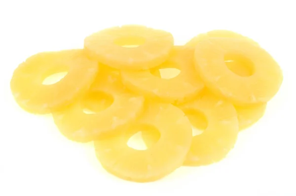 Pierścienie Ananasowe Zbliżenie Białym Tle — Zdjęcie stockowe