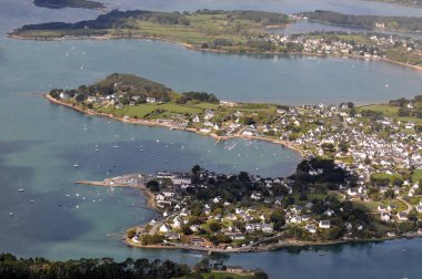Aerial view of Larmor-Baden in the Gulf of Morbihan in Brittany clipart