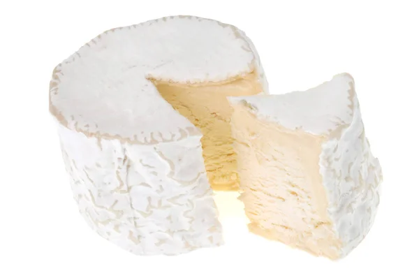 Beyaz Arkaplanda Chaource Peyniri Yakın Plan — Stok fotoğraf