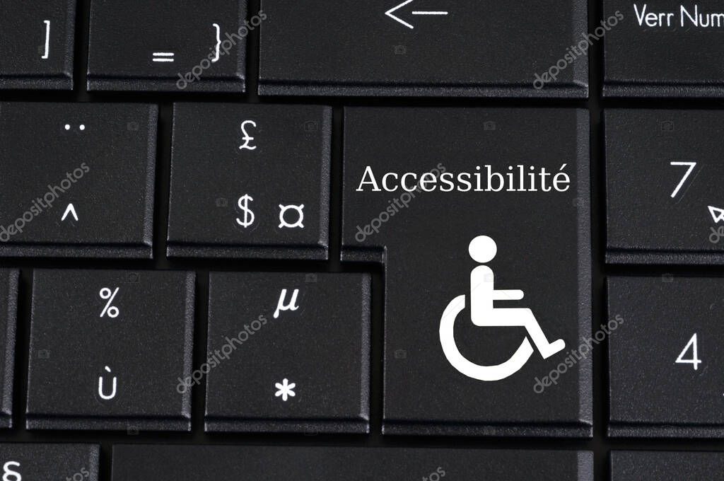 Accessibility concept with a computer keyboard close up