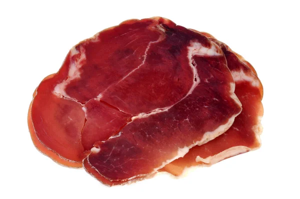 Nueces Jamón Ahumado Primer Plano Sobre Fondo Blanco — Foto de Stock