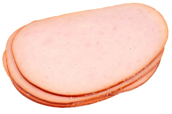 Slices Industrial Ham Close White Background — Stock Photo, Image
