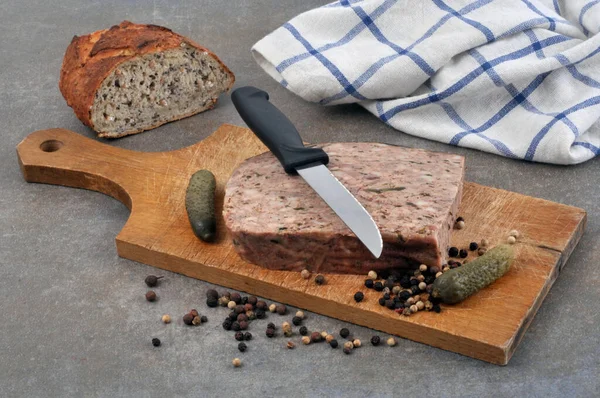 Slice Country Pate Cutting Board Berries Close — Stock Photo, Image