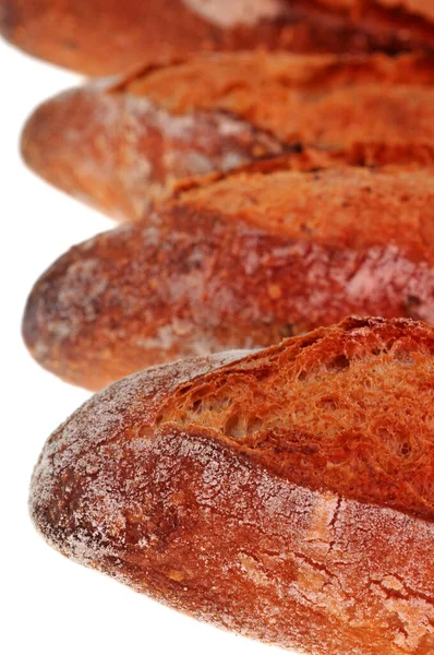 Fransız Ekmeği Baget Ekmeği Beyaz Arka Planda Yakın Plan — Stok fotoğraf
