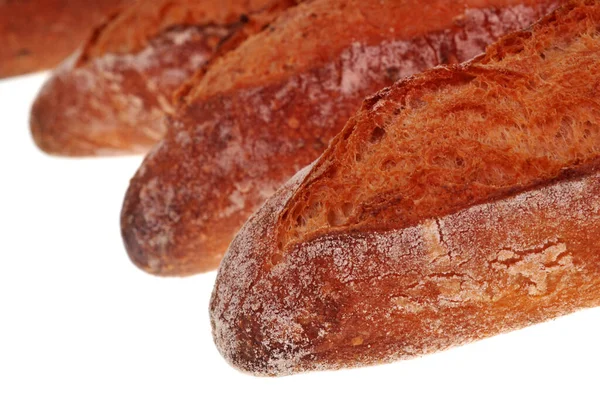 Französisches Baguette Großaufnahme Auf Weißem Hintergrund — Stockfoto