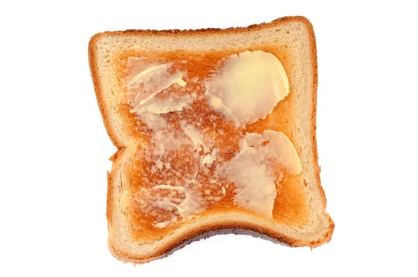 Kawałek Miękkiego Chleba Masłem Zbliżenie Białym Tle — Zdjęcie stockowe