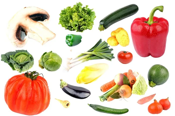 Mixed Vegetables Close White Background — Stock Photo, Image