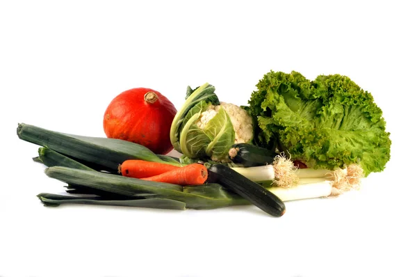 Assortment Raw Vegetables Close White Background — Stock Photo, Image